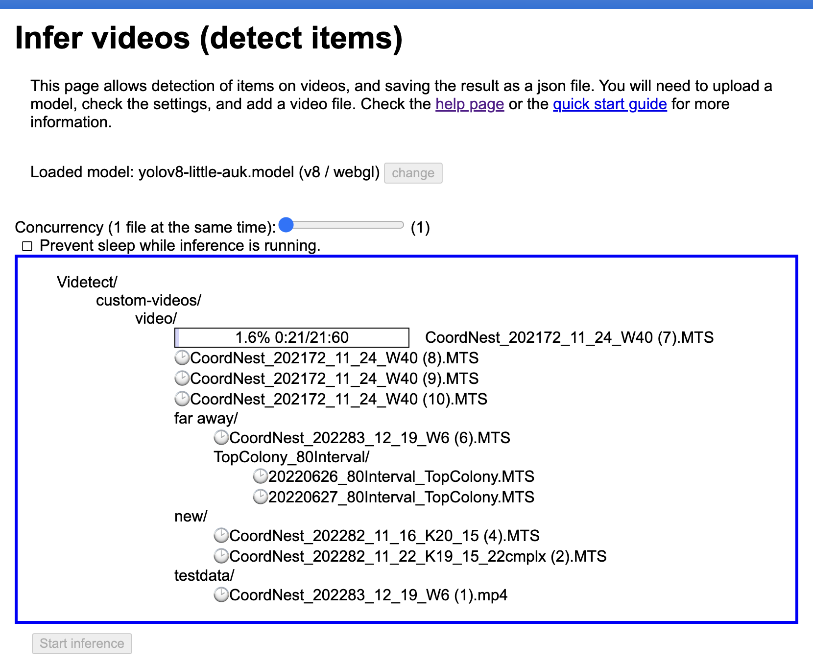 infer page running