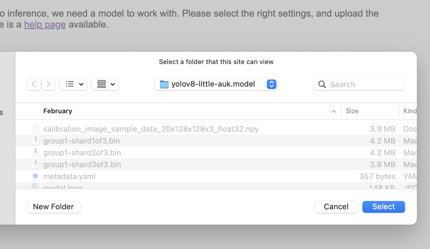 select a model directory